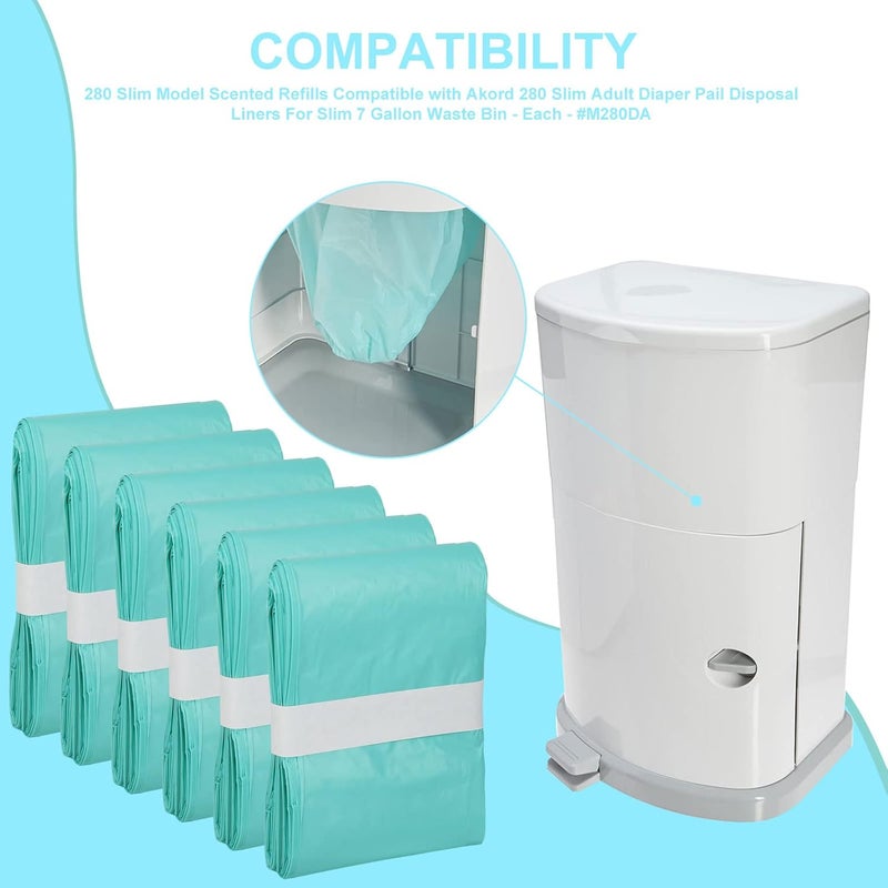 Lisyee 6 Pack Adult Diaper Liner Refills Compatible with Janibell Akord 280 Slim Model Adult Diaper System, Green, Lightly Scented - Image 3